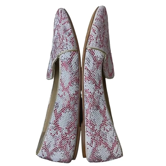 Brian Atwood Claudelle Crystal Suede Smoking Slippers‎ Flats Loafers Sz. 8 1/2