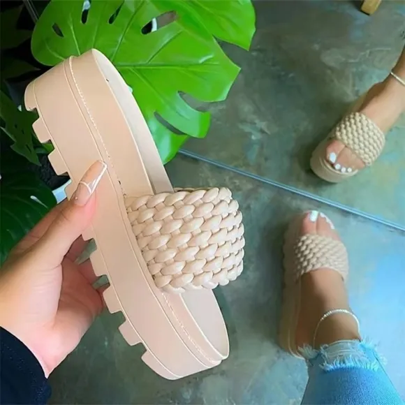Bristol Vegan Leather Platform Sandals - Cream