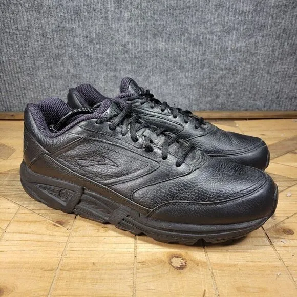 Brooks Addiction Walker Shoes Men's 14 Black Leather Comfort Athletic Sneakers