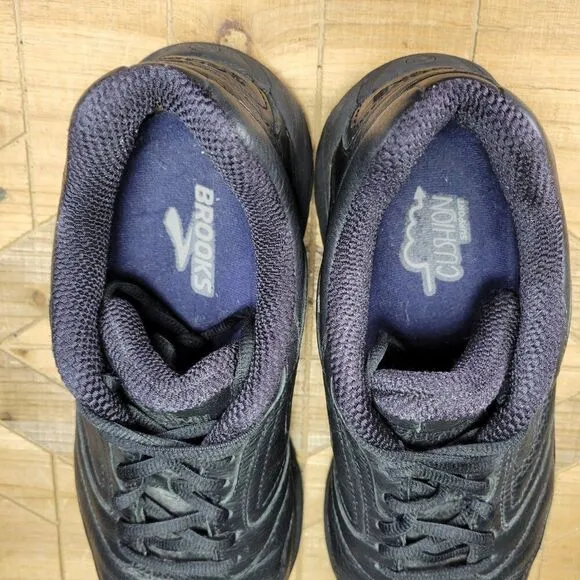 Brooks Addiction Walker Shoes Men's 14 Black Leather Comfort Athletic Sneakers