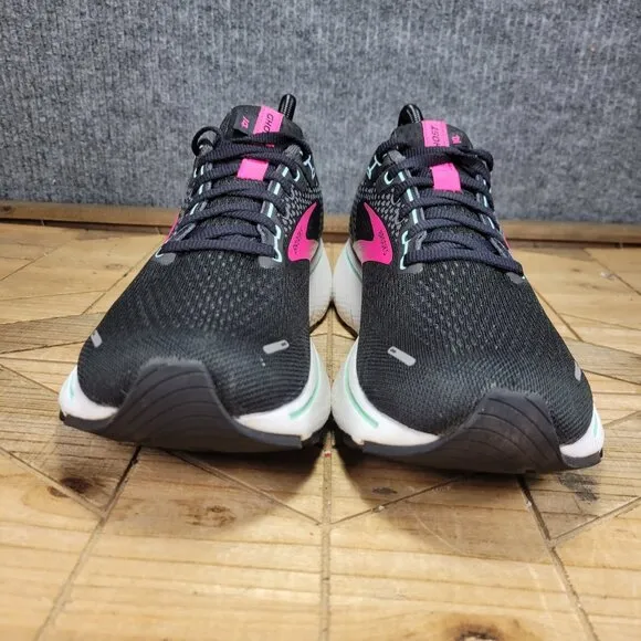 Brooks Ghost 14 Running Shoes Womens Sz 10 M (B) Sneakers Black Pink Walking