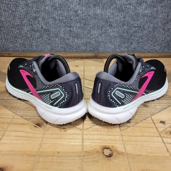 Brooks Ghost 14 Running Shoes Womens Sz 10 M (B) Sneakers Black Pink Walking