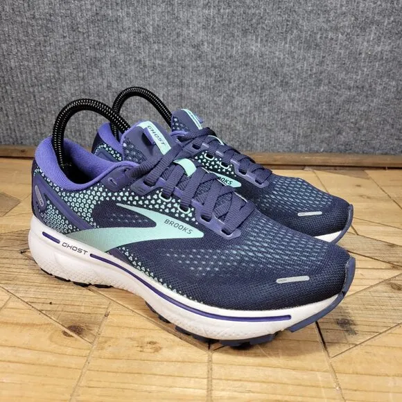 Brooks Ghost 14 Womens Size 7.5 Blue White Athletic Running Shoes Sneakers