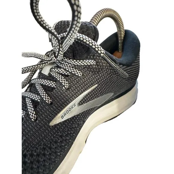 Brooks Revel 2 Sneakers Womans Size US 8.5 Black Knitted Upper White Sole