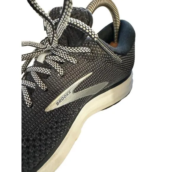 Brooks Revel 2 Sneakers Womans Size US 8.5 Black Knitted Upper White Sole