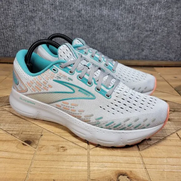 Brooks Womens Glycerin 20 1203691B061 Gray Blue Running Shoes Sneakers Size 10 B