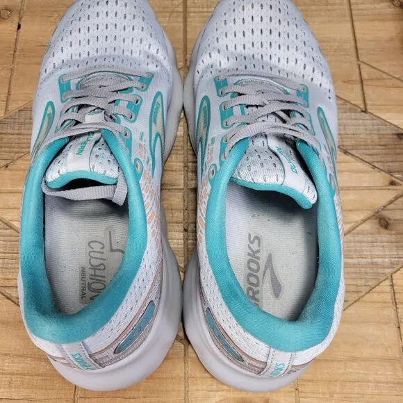 Brooks Womens Glycerin 20 1203691B061 Gray Blue Running Shoes Sneakers Size 10 B