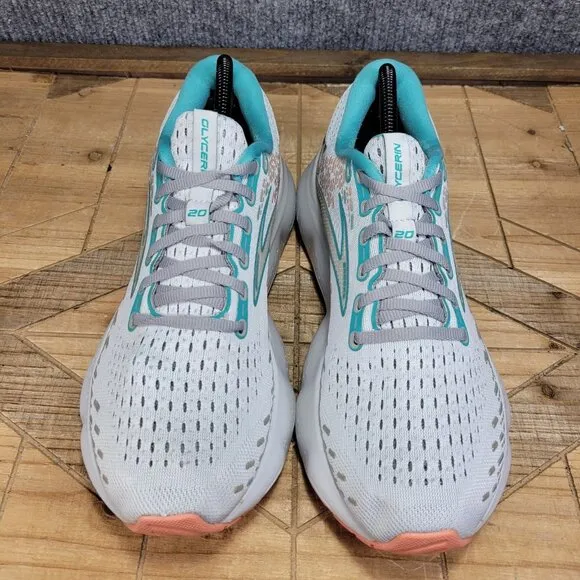 Brooks Womens Glycerin 20 1203691B061 Gray Blue Running Shoes Sneakers Size 10 B