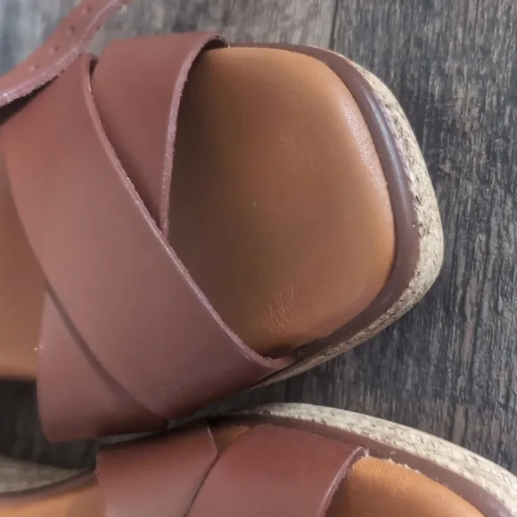 Brown Leather Wedge Sandals