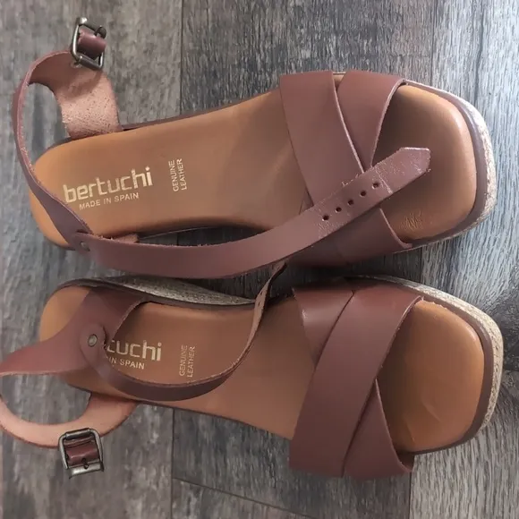 Brown Leather Wedge Sandals