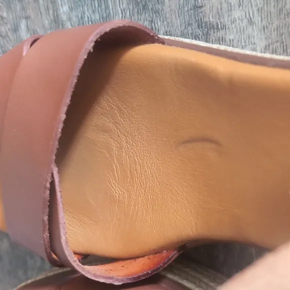 Brown Leather Wedge Sandals