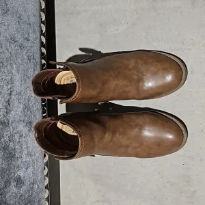 Brown Side Zip Chunky Ankle Boots