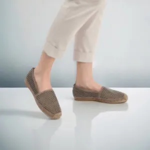 Browns Taupe Suede Peforated Slip-On Espadrille Flats Size 40