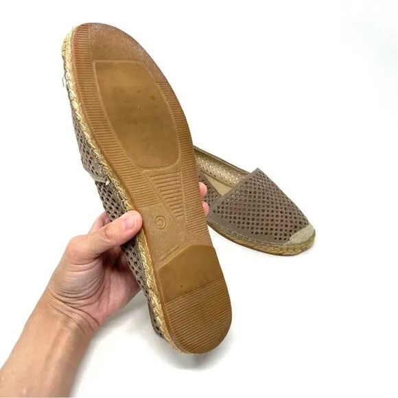 Browns Taupe Suede Peforated Slip-On Espadrille Flats Size 40