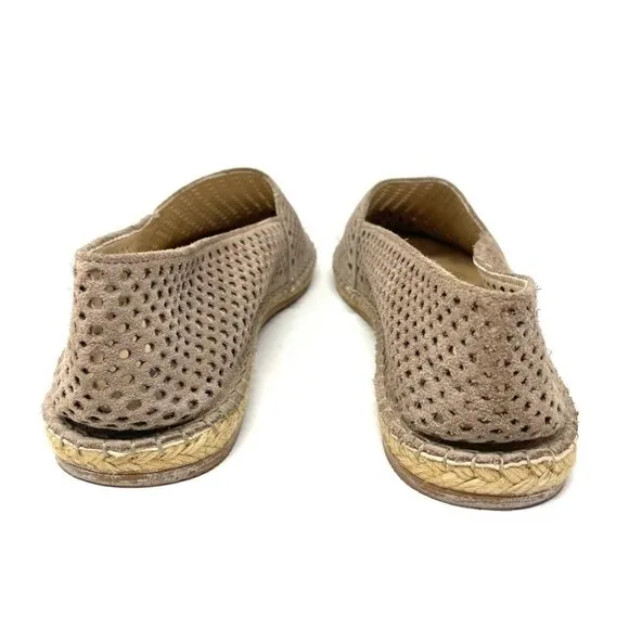 Browns Taupe Suede Peforated Slip-On Espadrille Flats Size 40