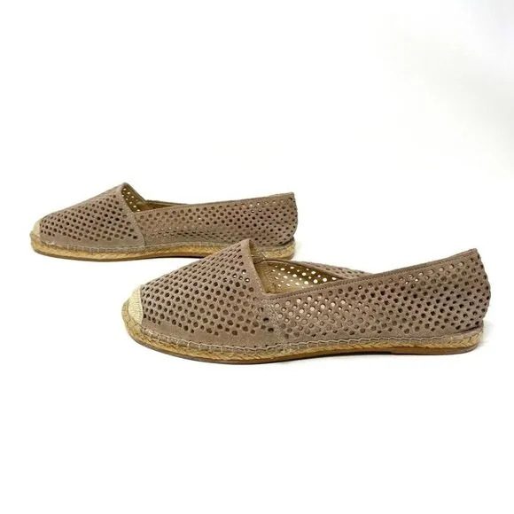 Browns Taupe Suede Peforated Slip-On Espadrille Flats Size 40