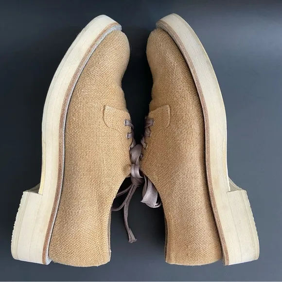 Brunello Cucinelli Derby Loafers Tan Glitter Trim Preppy Oxford Shoes