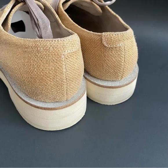 Brunello Cucinelli Derby Loafers Tan Glitter Trim Preppy Oxford Shoes