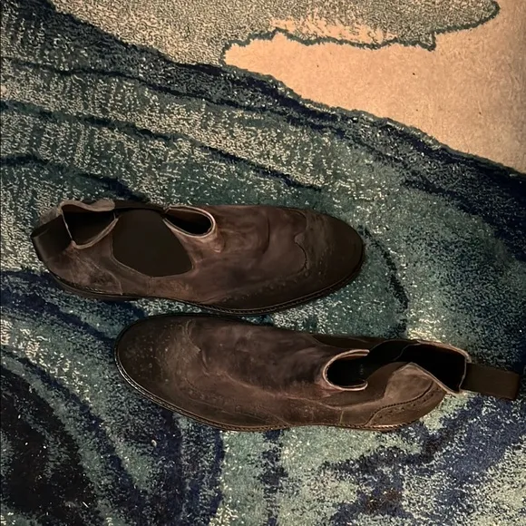 Bruno Magli Gray Suede Chelsea Boots with Wingtip Detail