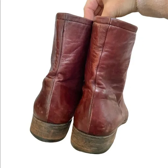 Bruno Magli Red Brown Leather Zip Ankle‎ Boots