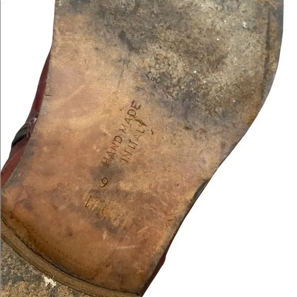 Bruno Magli Red Brown Leather Zip Ankle‎ Boots