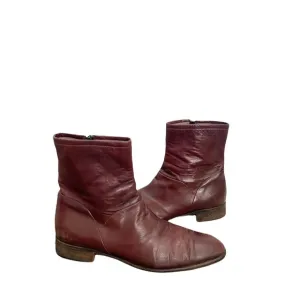 Bruno Magli Red Brown Leather Zip Ankle‎ Boots