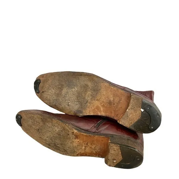 Bruno Magli Red Brown Leather Zip Ankle‎ Boots