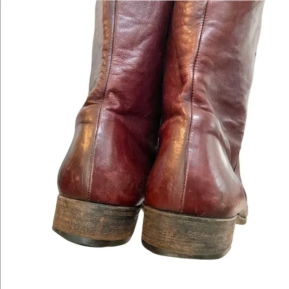Bruno Magli Red Brown Leather Zip Ankle‎ Boots