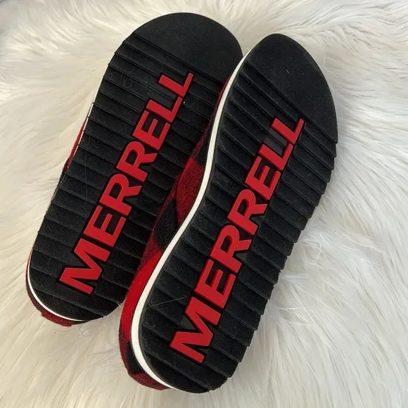 Buffalo Plaid Red Black Flannel Slide Slip On Sandals Comfy Merrell Sherpa 9