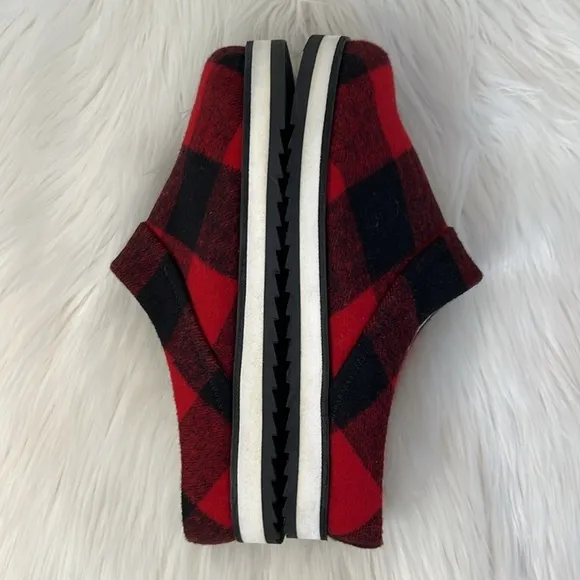 Buffalo Plaid Red Black Flannel Slide Slip On Sandals Comfy Merrell Sherpa 9