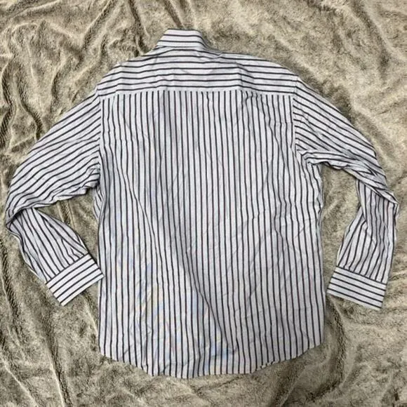 Bugatchi Gray and Red Striped Button-Front Shirt | Sz XL