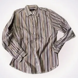Bugatchi Uomo Brown Striped Button-Down Shirt | Sz XL
