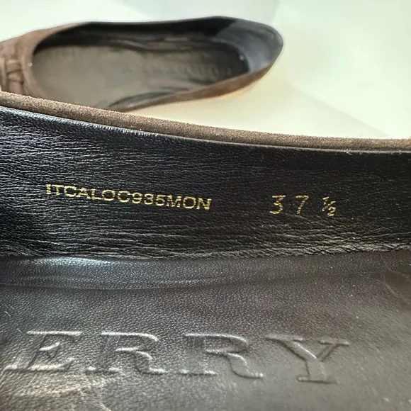 Burberry Brown Suede Nova Check  Cap Toe Ballet Flats