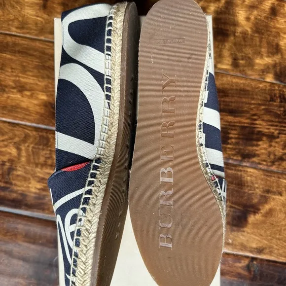 Burberry Navy and Orange Canvas Espadrilles - EU 39