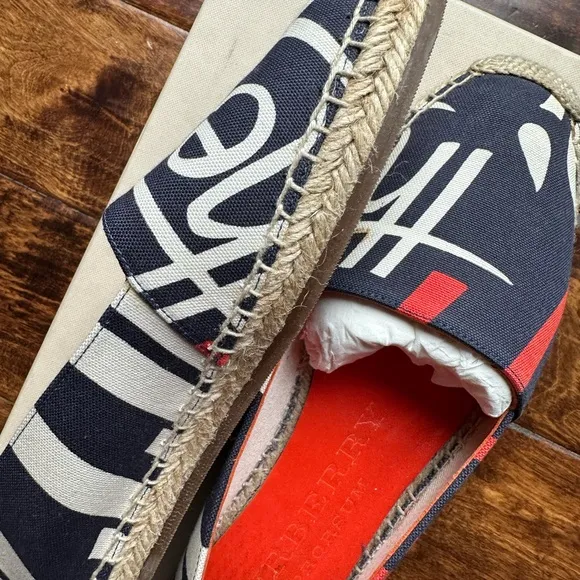 Burberry Navy and Orange Canvas Espadrilles - EU 39
