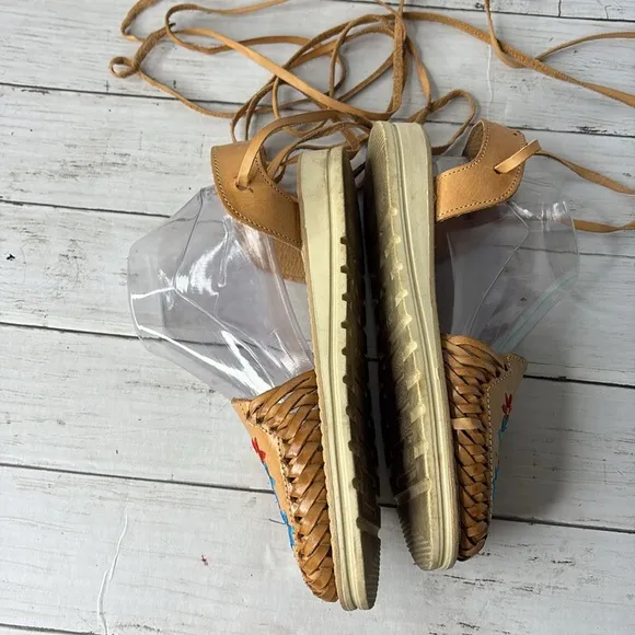 Butterfly Embroidered Artisan Leather Roman Sandals