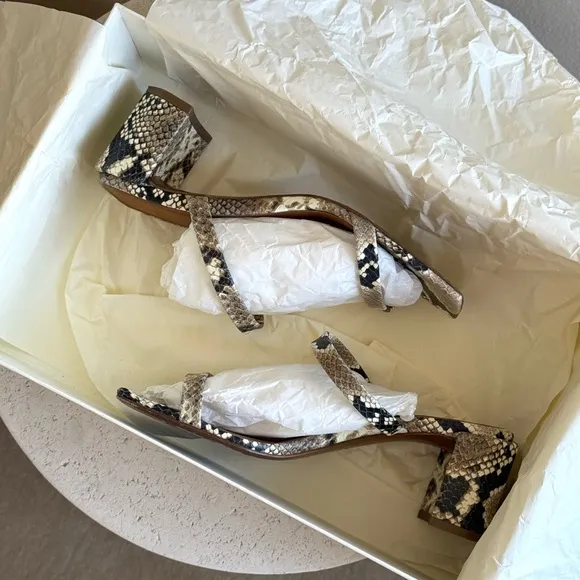BY FAR Tanya sandals in snakeskin embossed, size 36