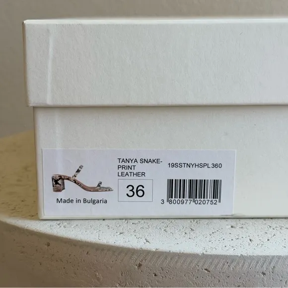 BY FAR Tanya sandals in snakeskin embossed, size 36
