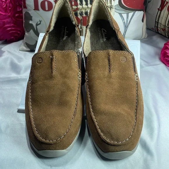 (C) Clarks Gorwin Step Men's Brown Suede‎ Casual Loafers Size 13