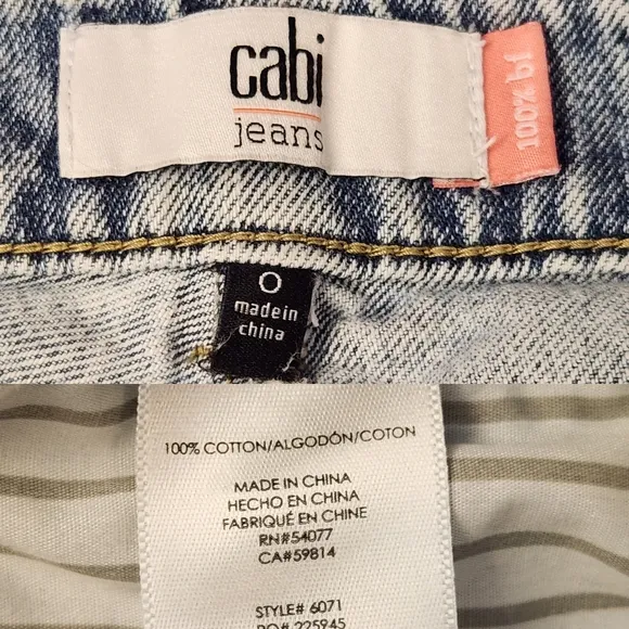 Cabi 100% BF Boyfriend High Rise Relaxed Fit Jean Sandstorm Ripped Light Wash 0