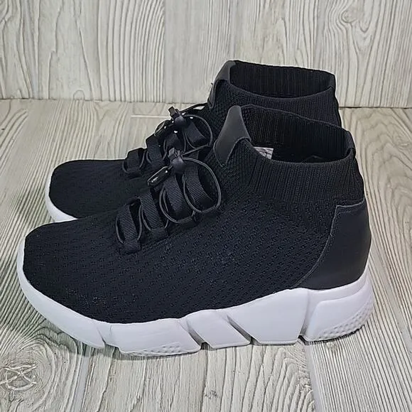 Calto Invisible Height Increasing Elevator Black Knit Sneakers Mens Size 7