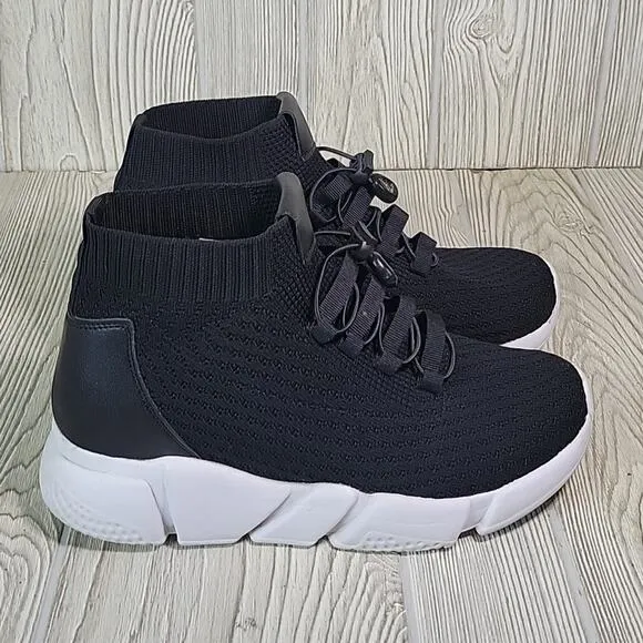 Calto Invisible Height Increasing Elevator Black Knit Sneakers Mens Size 7