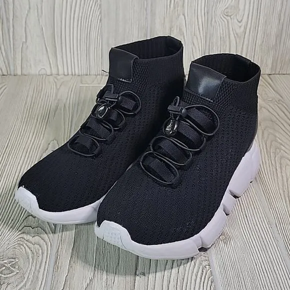 Calto Invisible Height Increasing Elevator Black Knit Sneakers Mens Size 7