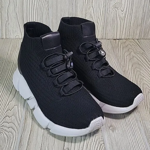 Calto Invisible Height Increasing Elevator Black Knit Sneakers Mens Size 7