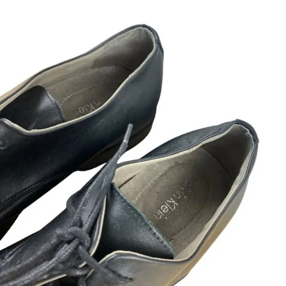 Calvin Klein Black Plain Toe Cade Lace Up Oxford Loafer US 8.5 M