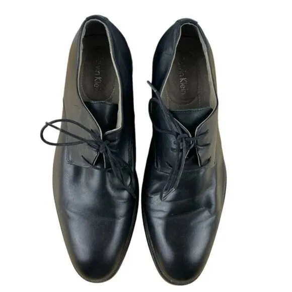 Calvin Klein Black Plain Toe Cade Lace Up Oxford Loafer US 8.5 M