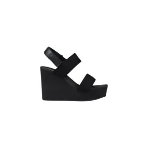 Calvin Klein Jeans Buckle Bow Wedge Sandals Women Black