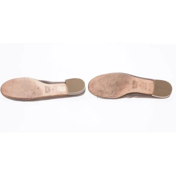 Calzature Franfede Taupe Leather Ballet Flats, Made in Italy - Size 41