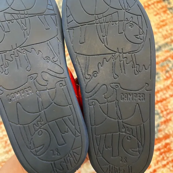 Camper For Kids Bicho Red Leather Sandals Fisherman Flat Size 28 US 10.5
