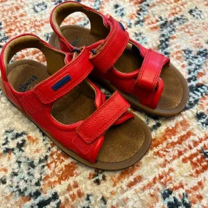 Camper For Kids Bicho Red Leather Sandals Fisherman Flat Size 28 US 10.5